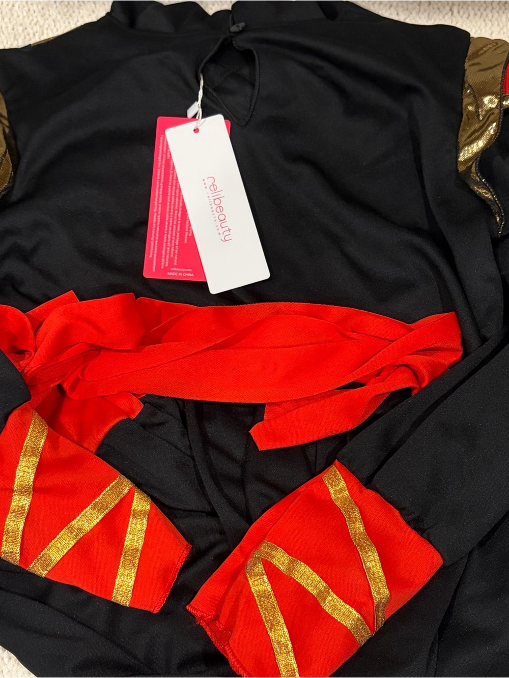 NWT Black Ninja Costume with Red & Gold Details - Picture 4 of 6